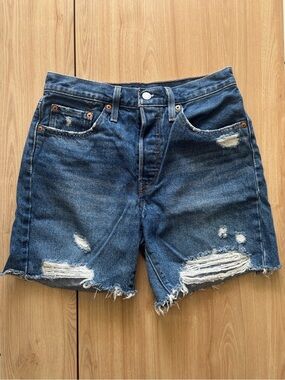 Levi’s 501 Distressed High-Rise Denim Cutoff Shorts - Size W26
